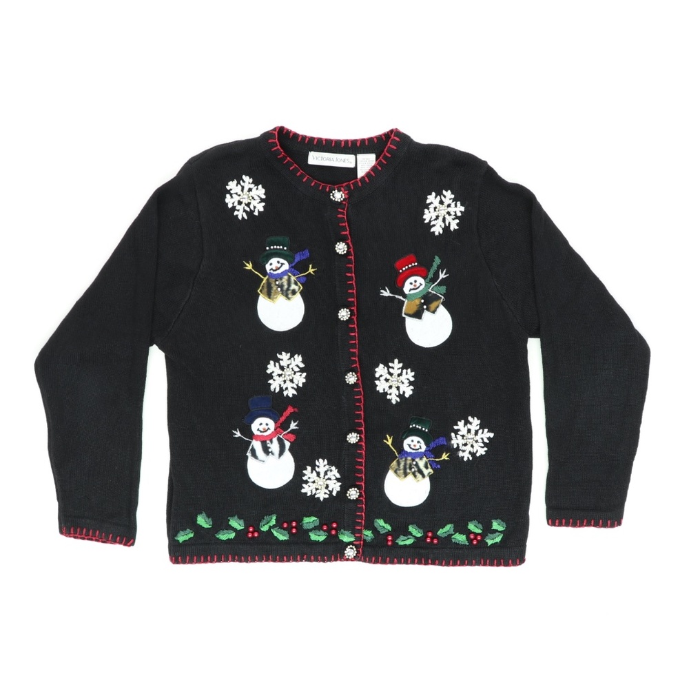 Victoria Jones Women Large Classy Snowman Sweater